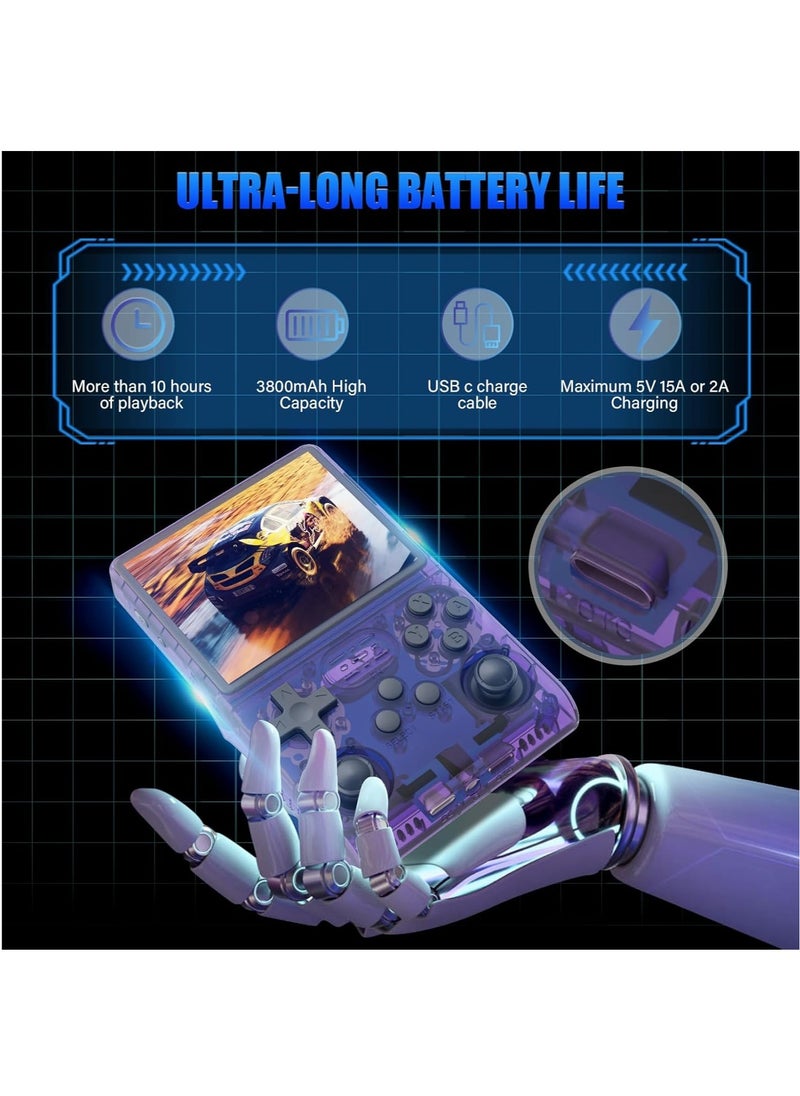 LAESO - 15000 Games in 1 Handheld Game Console,3.5-Inch IPS Screen Retro Gaming Console,15000+Classic Games, 3800mAh,20＋Mainstream Emulator,Built-in 256G TF Card, Support HDMI and TV Output(Purple) - Image 1