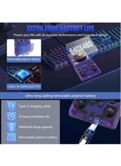 LAESO 15000 Games in 1 Handheld Game Console,3.5-Inch IPS Screen Retro Gaming Console,15000+Classic Games, 3800mAh,20＋Mainstream Emulator,Built-in 256G TF Card, Support HDMI and TV Output(Purple)  - Image 5