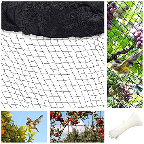 Moira 100 sq ft/ 3 X 3 sq m Anti Bird Net Thin Black Plastic Net with Zip Ties (3, 3) - Image 1