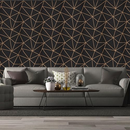 Yancorp 17.4"x118" Wallpaper Peel and Stick Modern Matte Stripe Gold and Black Wallpaper Self-Adhesive Removable Contact Paper for Kitchen Bedroom Countertop Wall Vinyl - Image 4