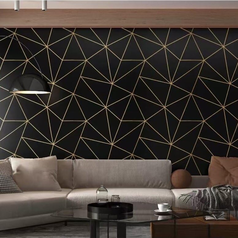 Yancorp 17.4"x118" Wallpaper Peel and Stick Modern Matte Stripe Gold and Black Wallpaper Self-Adhesive Removable Contact Paper for Kitchen Bedroom Countertop Wall Vinyl - Image 5