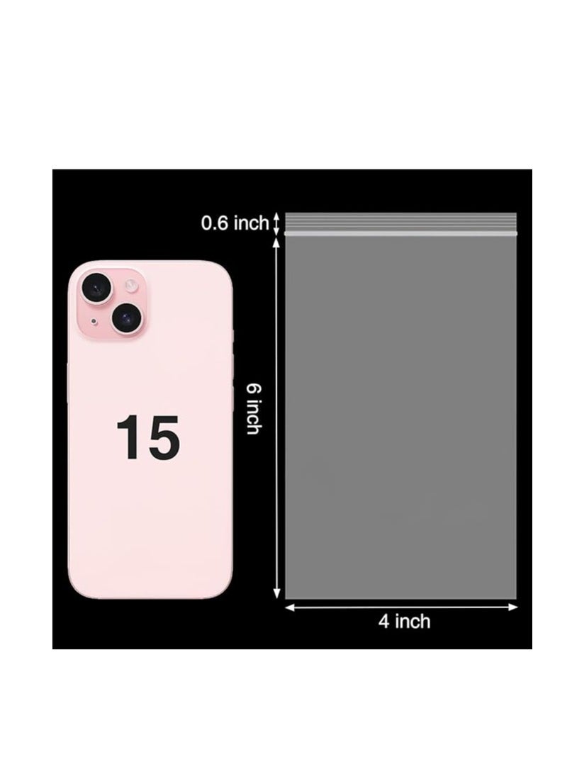 Terabyte 200 عبوة من أكياس بلاستيكية شفافة قابلة لإعادة الإغلاق مقاس 4 × 6 بوصات، أكياس بلاستيكية شفافة بسمك 2 مل مع سحاب إغلاق، أكياس بلاستيكية ذاتية القفل للعملات المعدنية والبراغي والأشياء الصغيرة ولوازم المجوهرات والوجبات الخفيفة والملابس - Image 2