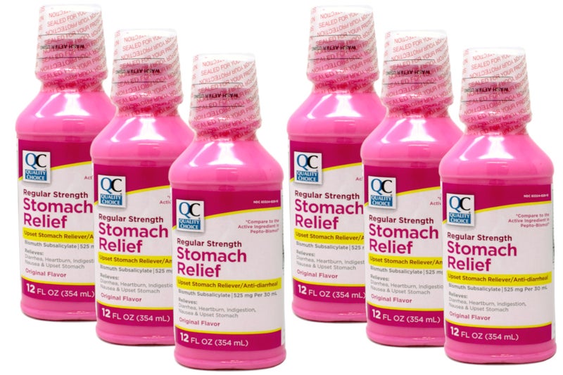 Quality Choice Stomach Relief, Regular Strength, Upset Stomach Reliever/Anti-Diarrheal, Original Flavor, 12 fl oz (Pack of 6) - Image 1