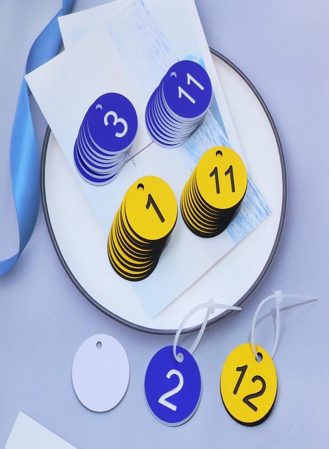 ONLYKXY 2set Plastic Number Tag 1-20 Numbered Marking Identification Hang Tags Luggage Labels ID Tag with Rings for Organized Coded Key Box Cabinet Plant Coding Tag (Navy Blue & Yellow) - Image 3