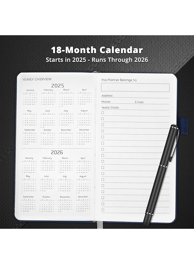 erorex 2025 2026 Pocket Planner Weekly And Monthly 18 Months Pocket Calendar Jan. 2025 Jun. 2026 Weekly And Daily Appointment Book Pocket Calendar 2025 Leather Cover 6.7  - Image 3