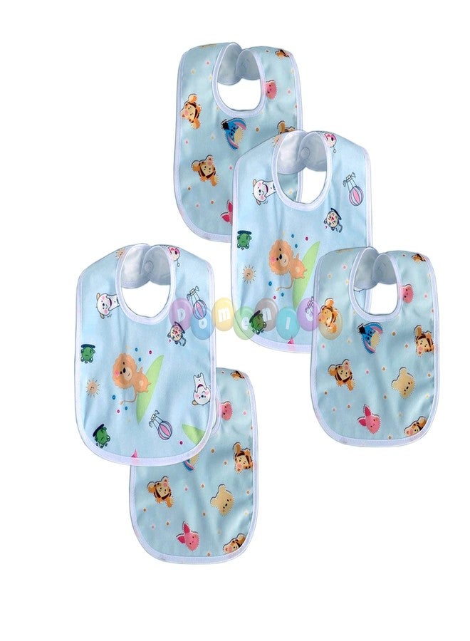 DOMENICO Baby Soft Feeding Bibs/Apron Cute Multi Print|with Tich Button| Waterproof Newborn Baby Bib Set