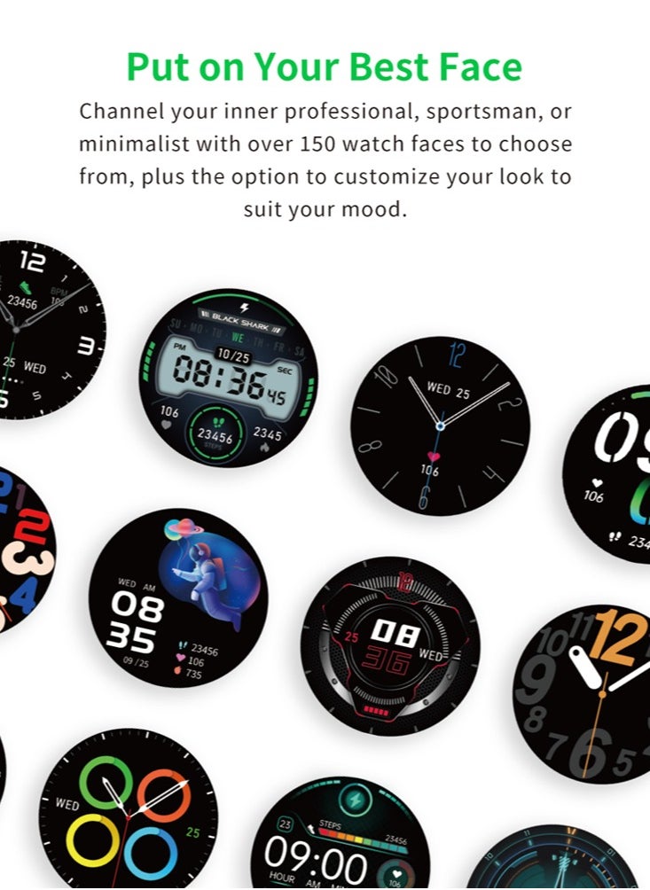 BLACK SHARK - S1 PRO Smart Watch 1.43 Inch AMOLED Screen IP68 Waterproof Support Chat GPT Health Monitoring Wireless Charging, 10-15 Day Battery Life, 150 Watch Faces - Image 1