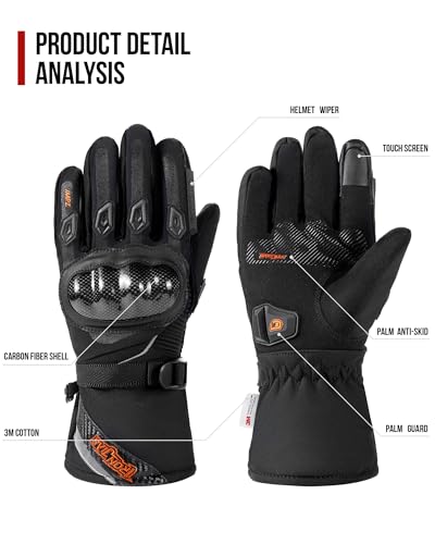 BORLENI Winter Motorcycle Gloves Waterproof Motorcycle Riding Gloves Warm Windproof Motorcycle Gloves for Men Women - Image 5