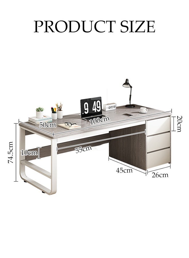 Spides Computer Desk with Drawers Multifunction PC Desktop Computer Table Office Computer Gaming Table Study Writing Desk Home Work Station Modern Executive Desk for Home Office - Image 4