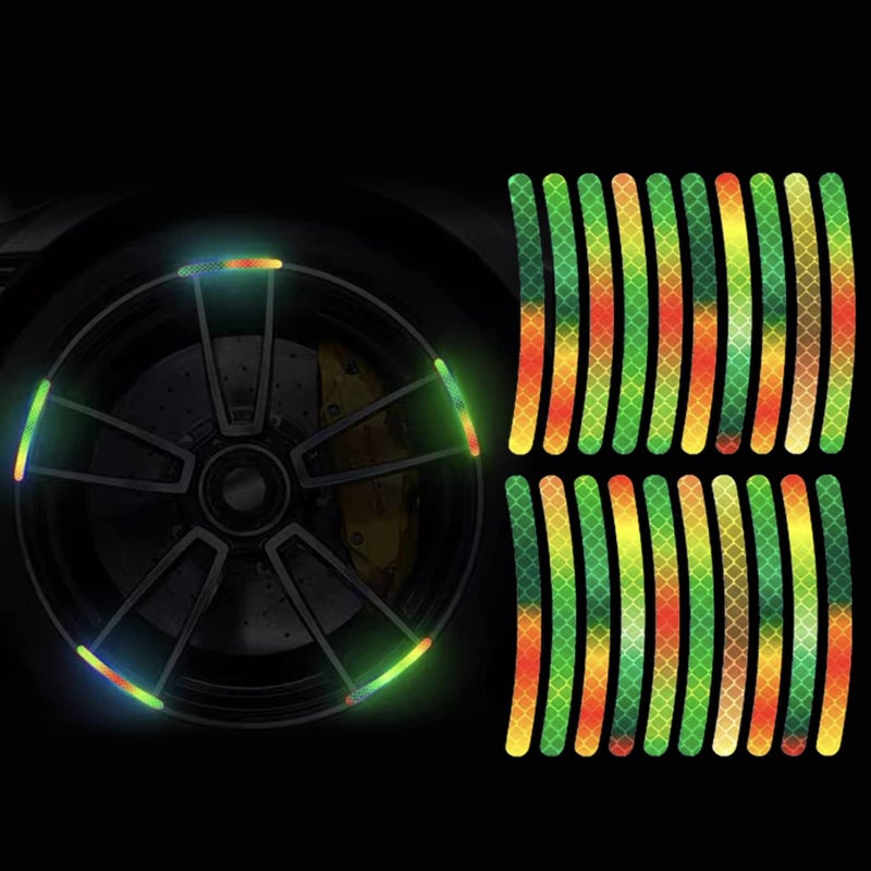 Maicican 20PCS Car Wheel Reflective Decorative StripNight Safety Warning StickersCarsMotorcyclesBicycles are Applicable Colorful and Diverse a Street the Most Beautiful Car Colorful - Image 3