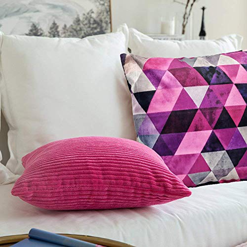 Khooti Velvet Cushion Cover, 22x22 (Triangular Pink)(Pack of 2) - Image 2