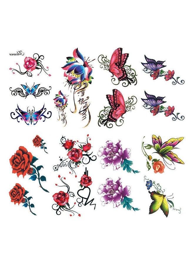NIBEMINENT 10-Piece Butterfly Geometry Design Tattoo Sticker Set
