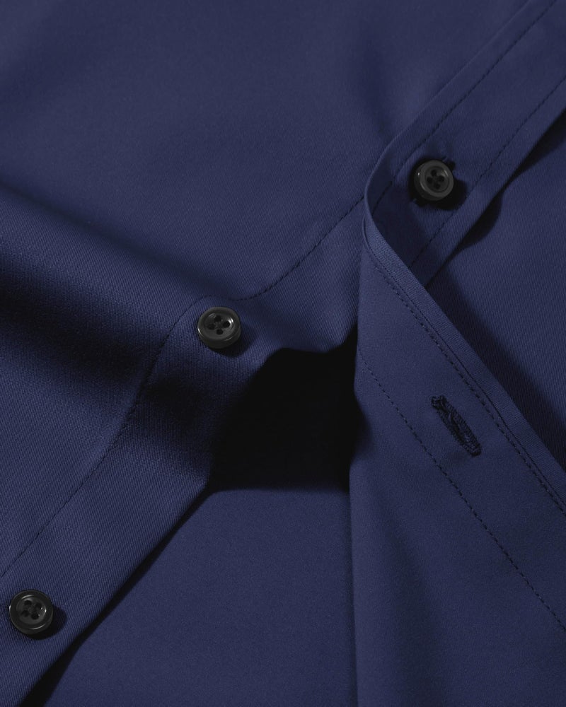 Lusead Navy Blue Dress Shirt Men Stretch Long Sleeve Wrinkle Free Business Wedding Soiree Party Slim Fit Button Down Shirts - Image 4