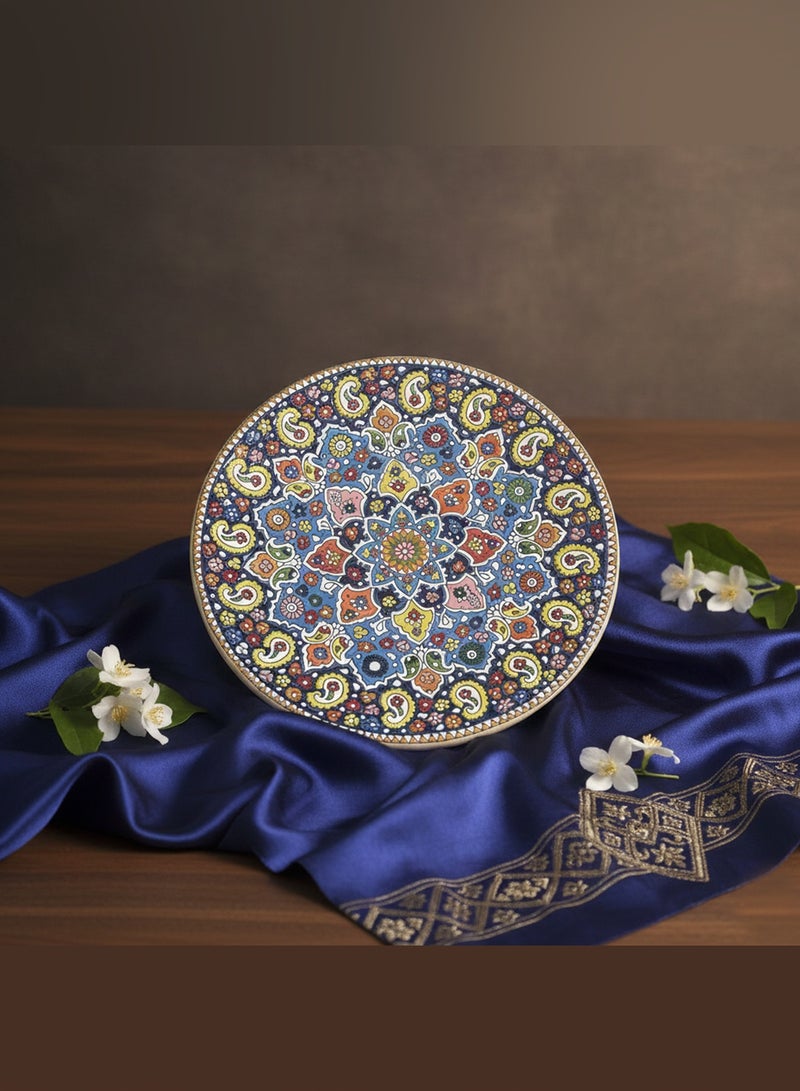 Handmade Persian Minakari Decorative Plate – Traditional Shiraz Floral Art, Hand-Painted Ceramic - Image 1