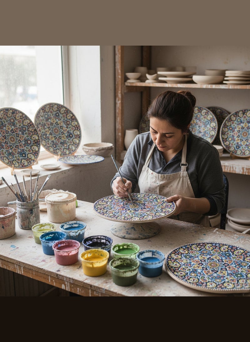 Handmade Persian Minakari Decorative Plate – Traditional Shiraz Floral Art, Hand-Painted Ceramic - Image 3