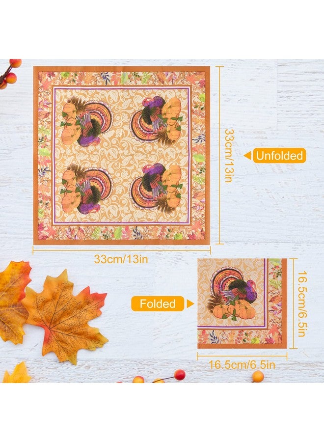 ASTARON 60 Pack Thanksgiving Napkins 13"× 13" Disposable Paper Cocktail Napkins for Thanksgiving Party Supplies, 3 Designs Thanksgiving Themed Paper Napkins - Image 3