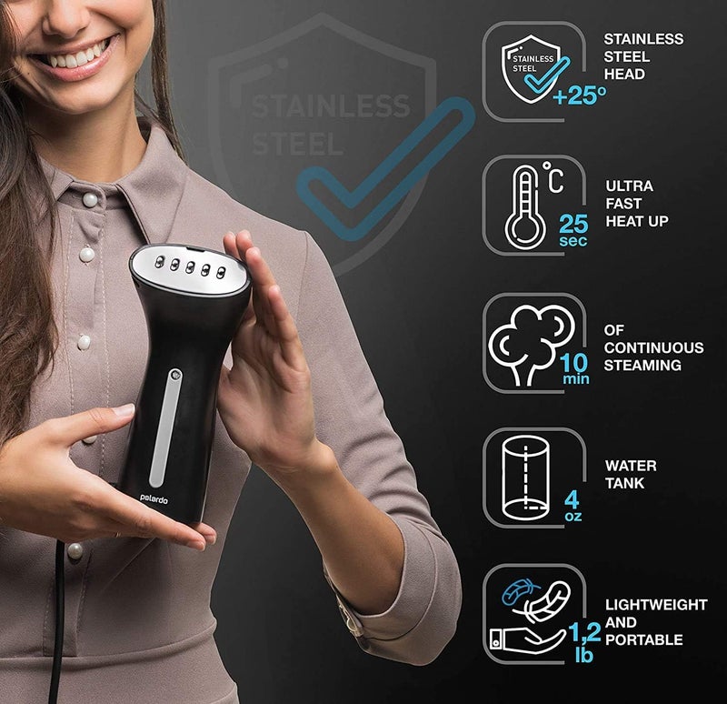 Polardo Travel Garment Steamer - Compact Portable Handheld Clothes Steamer with 360° Anti-Spill Technology, Professional Wrinkle Remover for Travel & Home - Image 2
