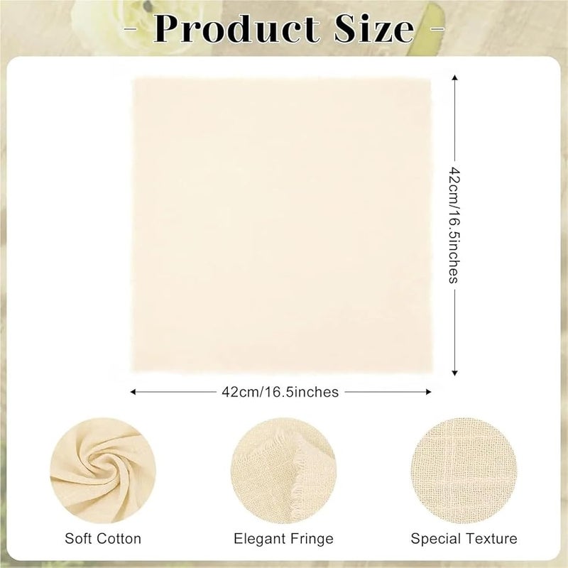 White Cotton Gauze Napkins 50Pcs 32x32cm Handmade Fringe Cloth Napkins For Dinners Parties Weddings - Image 4