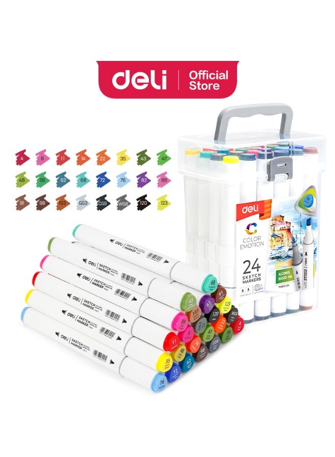 Deli 24 Color Emotion Sketch Marker Set - Image 1