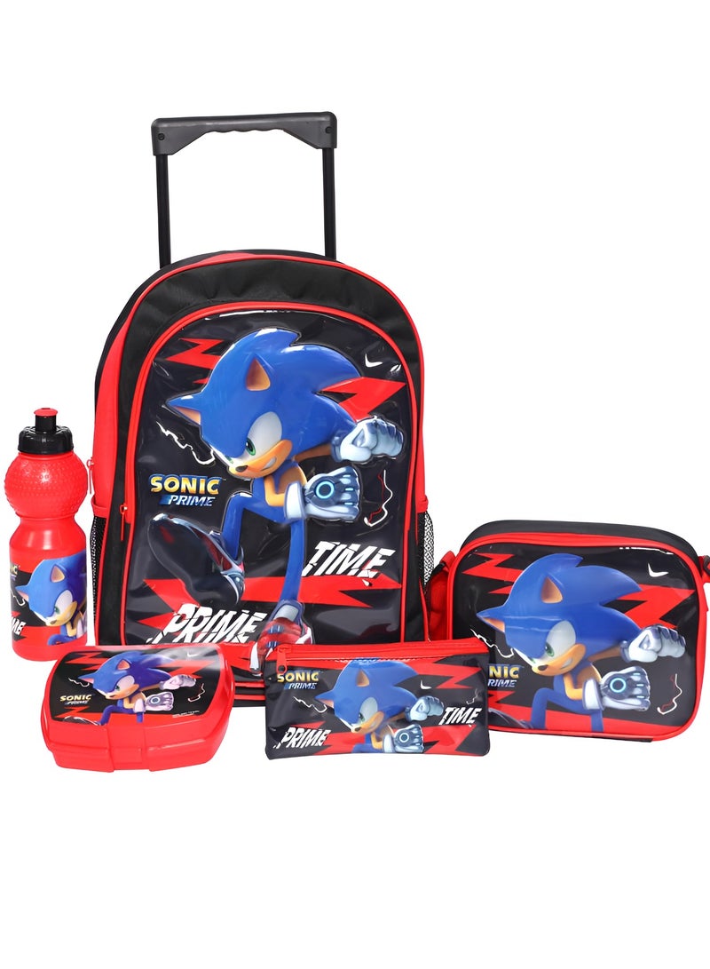 SONIC the hedgehog 5-in-1 value set trolley bag with accessory – red/black