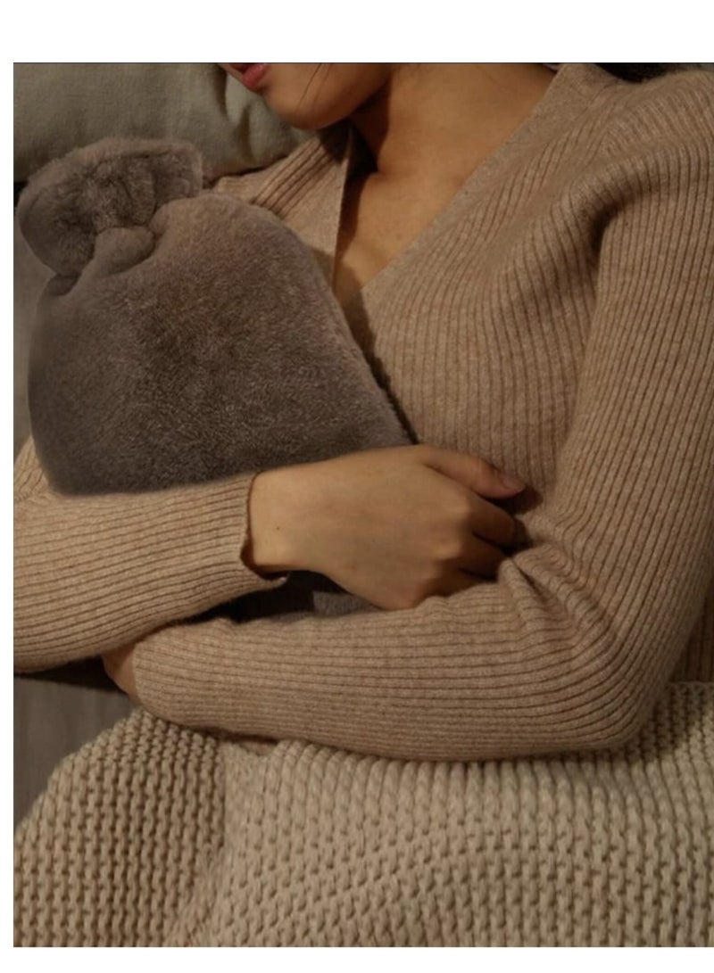 Generic Hot Water Bottle with Soft Fleece Cover Hot Water Bag for Cold and Hot Therapy Pain Relief and Back and Neck and Period Cramps  - Image 2