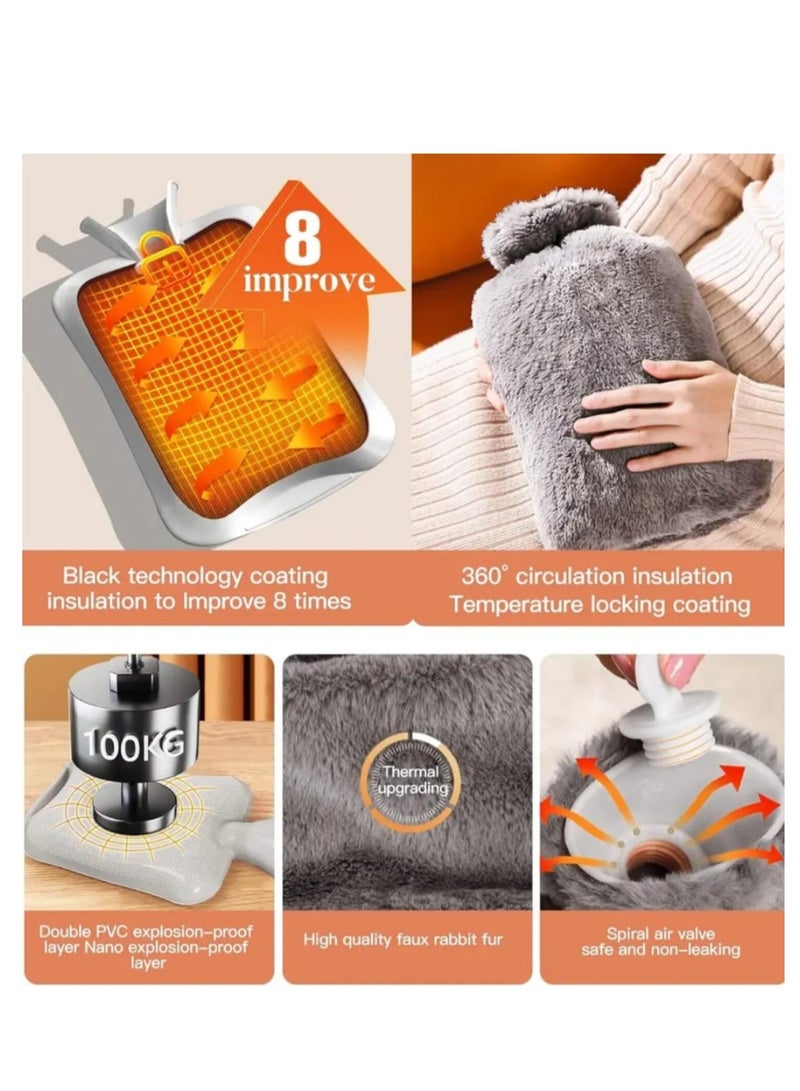Generic Hot Water Bottle with Soft Fleece Cover Hot Water Bag for Cold and Hot Therapy Pain Relief and Back and Neck and Period Cramps  - Image 5