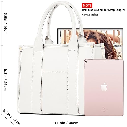 COCIFER The Tote Bag Crossbody Purses for Women Shoulder Bag Handbags PU Leather Top Handle Bags with zipper (White) - Image 5