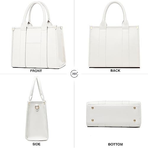 COCIFER The Tote Bag Crossbody Purses for Women Shoulder Bag Handbags PU Leather Top Handle Bags with zipper (White) - Image 4