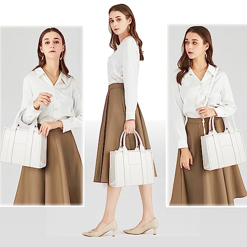 COCIFER The Tote Bag Crossbody Purses for Women Shoulder Bag Handbags PU Leather Top Handle Bags with zipper (White) - Image 3