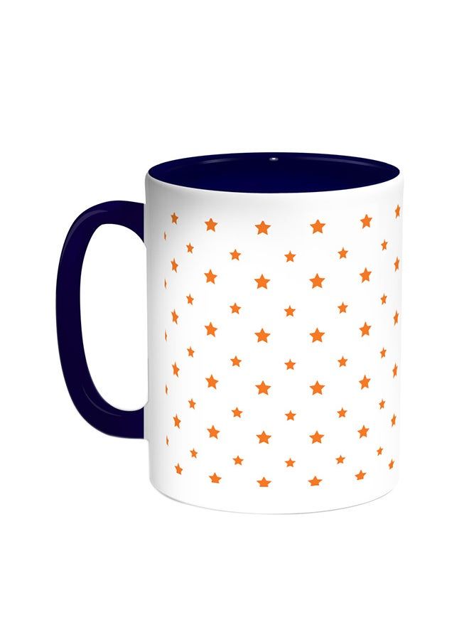 RKN Motifs Of Small And Large Stars Printed Coffee Mug Blue White 11 ounce - Image 1