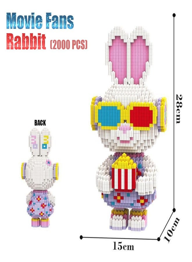 HONLANCH Animal Movie Fans Rabbit Micro Building Blocks Set（2000PCS 28cm High Series） Gift for Adults and Kids - Image 2