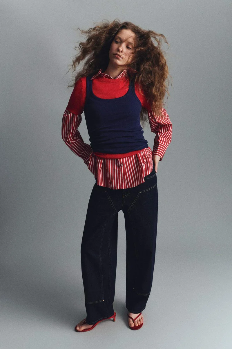 ديفاكتو 100% Cotton Barrel Fit High Waist Long Jeans