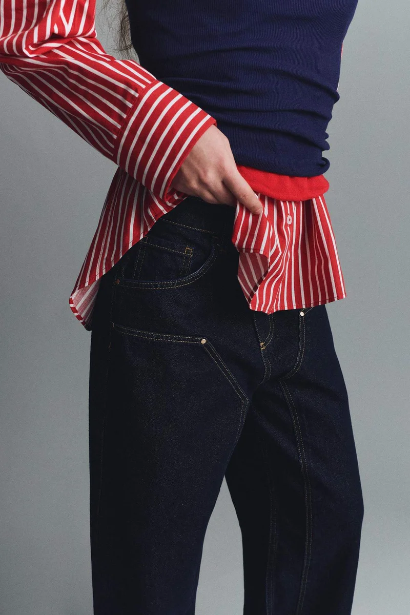 ديفاكتو 100% Cotton Barrel Fit High Waist Long Jeans