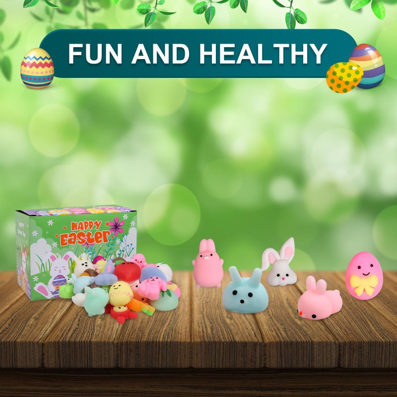 FauKait 32 PCS Easter Mochi Squishy Toys Stress Relief Squishies for Kids Boys Girls Toddlers Easter Basket Stuffers Egg Fillers Gifts Party Favors,Easter Basket Stuffers fillers with Storage Box - Image 3