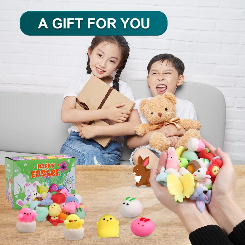FauKait 32 PCS Easter Mochi Squishy Toys Stress Relief Squishies for Kids Boys Girls Toddlers Easter Basket Stuffers Egg Fillers Gifts Party Favors,Easter Basket Stuffers fillers with Storage Box - Image 4
