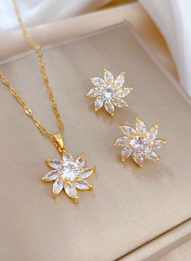 JewelryPalace 2 Pcs 18K Gold Plated Stainless Steel Jewelry Set For Women, Necklace And Earrings Set, Daily And Occasion Accessories - Image 2
