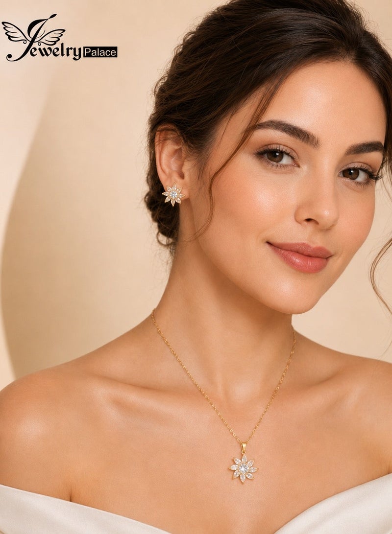 JewelryPalace 2 Pcs 18K Gold Plated Stainless Steel Jewelry Set For Women, Necklace And Earrings Set, Daily And Occasion Accessories - Image 1