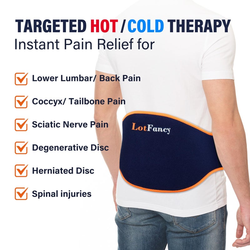 LotFancy حزمة ثلج LotFancy لتخفيف آلام الظهر، 2 حزمة هلامية ساخنة وباردة مع غلاف للظهر السفلي والخصر والورك والعمود الفقري والبطن وآلام عرق النسا وعظمة الذيل، مؤهلة لـ FSA و HSA، قابلة لإعادة الاستخدام للعلاج بالتبريد والتسخين - Image 2