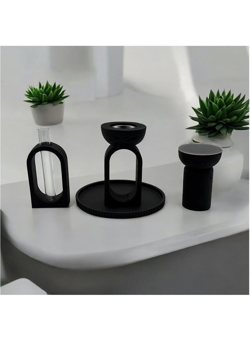 Luxury 3-piece black incense burner set - a touch of elegance and beauty in your home - Image 2