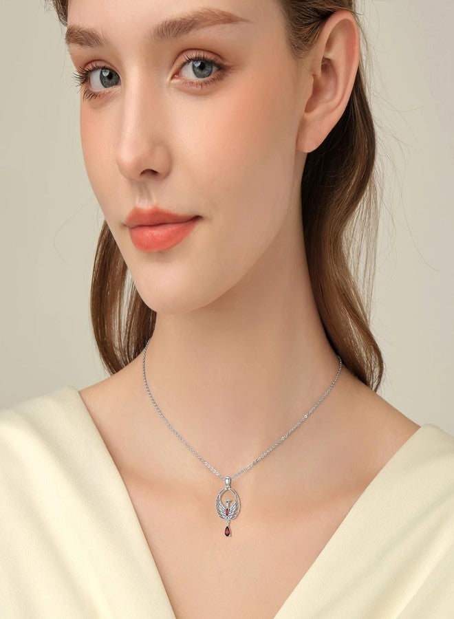 LONAGO Phoenix Necklace with Synthetic Birthstone Nirvana Rebirth Phoenix Pendant Necklace Gift for Women (January) - Image 4