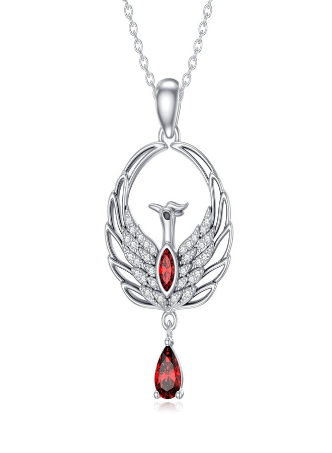 LONAGO Phoenix Necklace with Synthetic Birthstone Nirvana Rebirth Phoenix Pendant Necklace Gift for Women (January) - Image 1