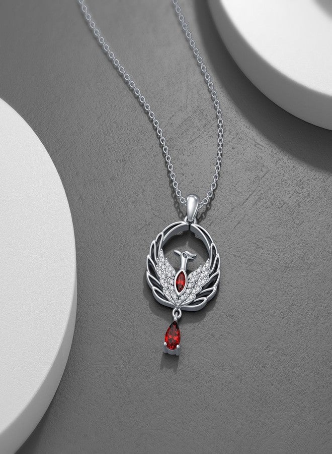 LONAGO Phoenix Necklace with Synthetic Birthstone Nirvana Rebirth Phoenix Pendant Necklace Gift for Women (January) - Image 2