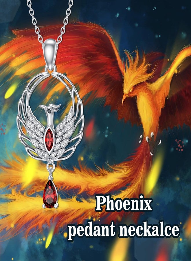 LONAGO Phoenix Necklace with Synthetic Birthstone Nirvana Rebirth Phoenix Pendant Necklace Gift for Women (January) - Image 5