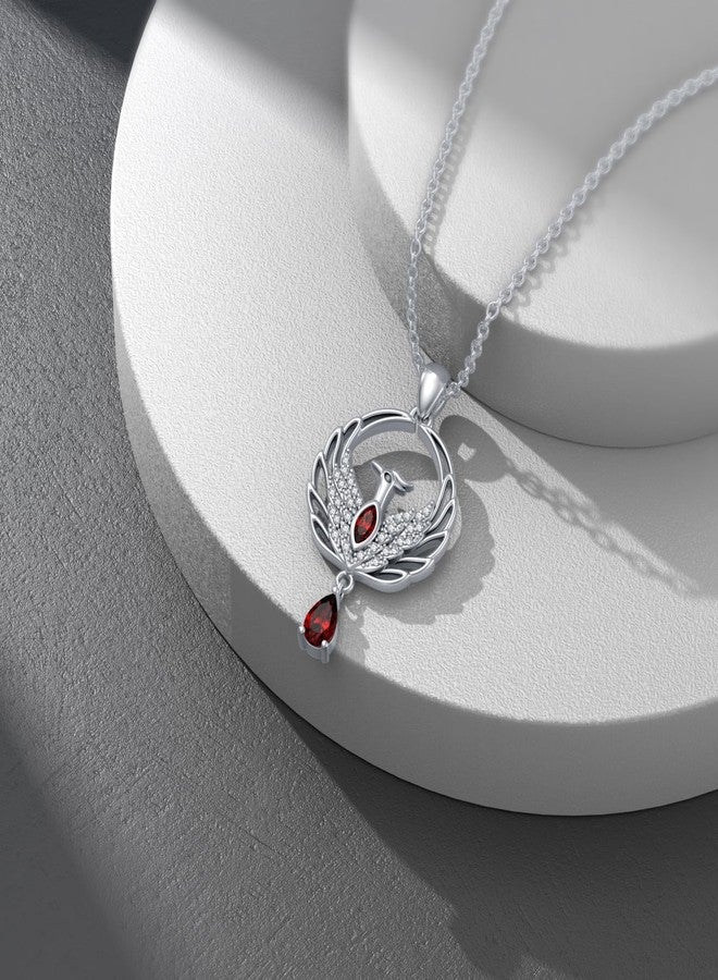 LONAGO Phoenix Necklace with Synthetic Birthstone Nirvana Rebirth Phoenix Pendant Necklace Gift for Women (January) - Image 3