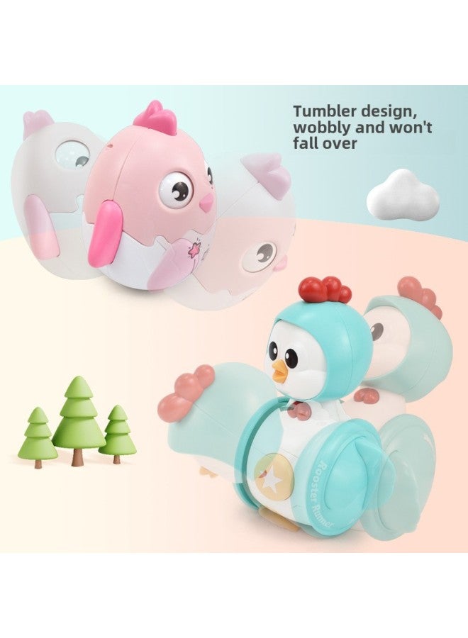 Tumbler Bell Toy Cute Funny Chicken Blink Baby Rattle Inertia Sliding Chicken Baby Children Puzzle-Color:Baby Chicken Pink  - Image 4