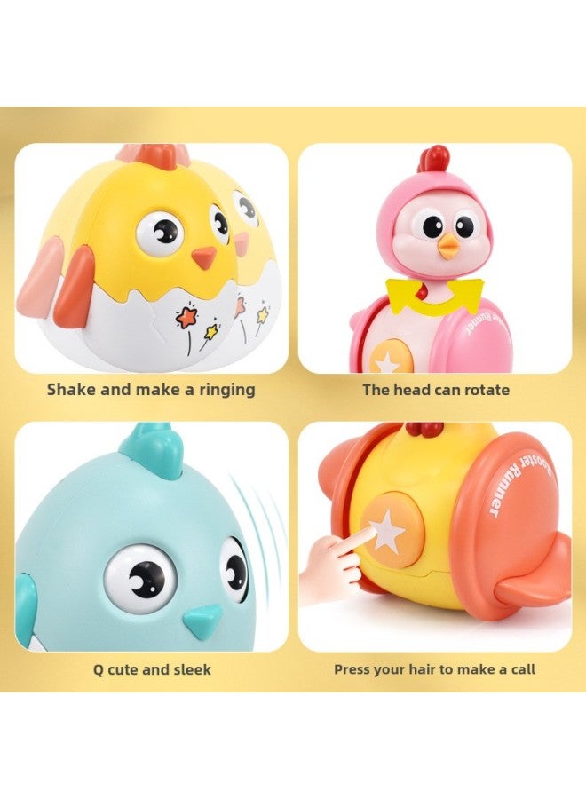 Tumbler Bell Toy Cute Funny Chicken Blink Baby Rattle Inertia Sliding Chicken Baby Children Puzzle-Color:Baby Chicken Pink  - Image 3