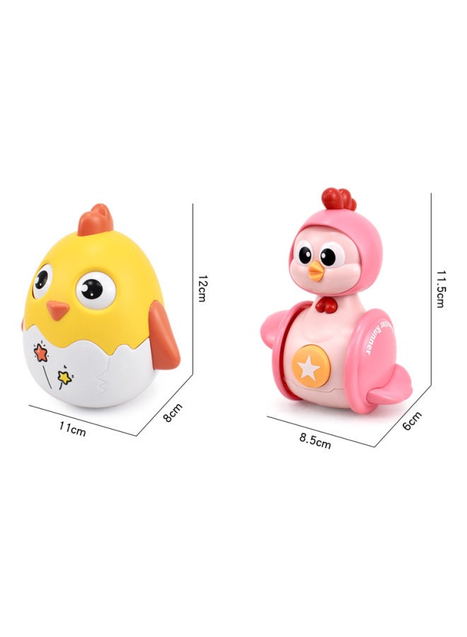 Tumbler Bell Toy Cute Funny Chicken Blink Baby Rattle Inertia Sliding Chicken Baby Children Puzzle-Color:Baby Chicken Pink  - Image 5