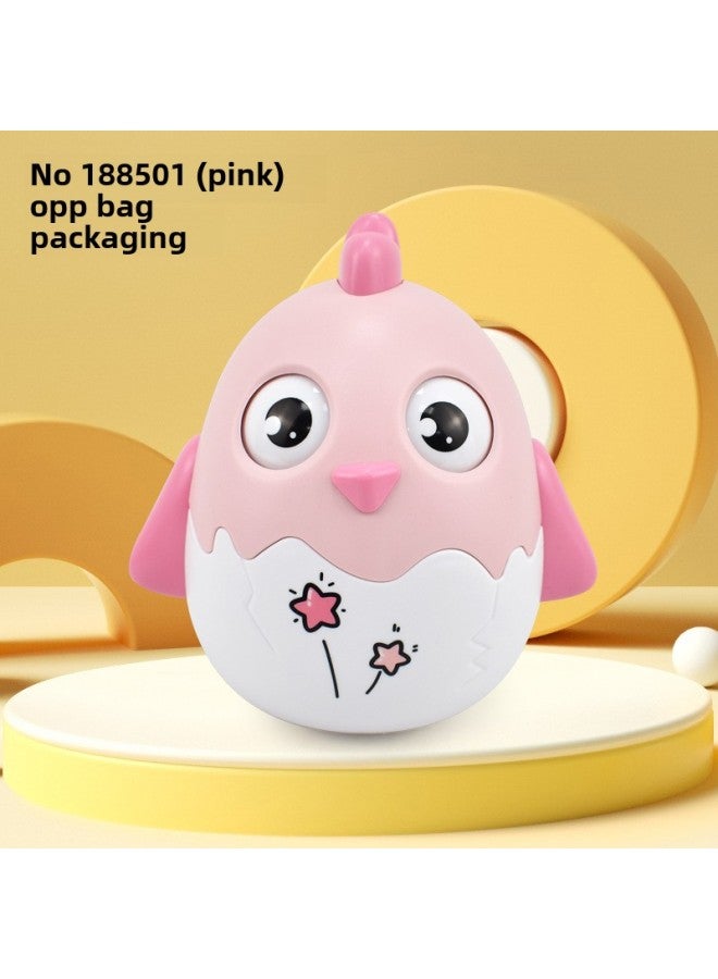 Tumbler Bell Toy Cute Funny Chicken Blink Baby Rattle Inertia Sliding Chicken Baby Children Puzzle-Color:Baby Chicken Pink  - Image 1