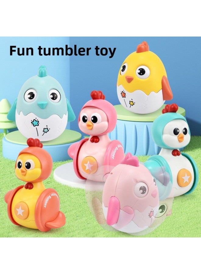 Tumbler Bell Toy Cute Funny Chicken Blink Baby Rattle Inertia Sliding Chicken Baby Children Puzzle-Color:Baby Chicken Pink  - Image 2