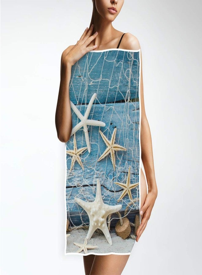 Pfrewn Starfish Seashell Tropical Beach Hand Towels 16x30 in Sea Ocean Marine Nautical Bathroom Towel Soft Absorbent Wooden Summer Small Bath Towel Kitchen Dish Guest Towel Home Bathroom Decorations - Image 5